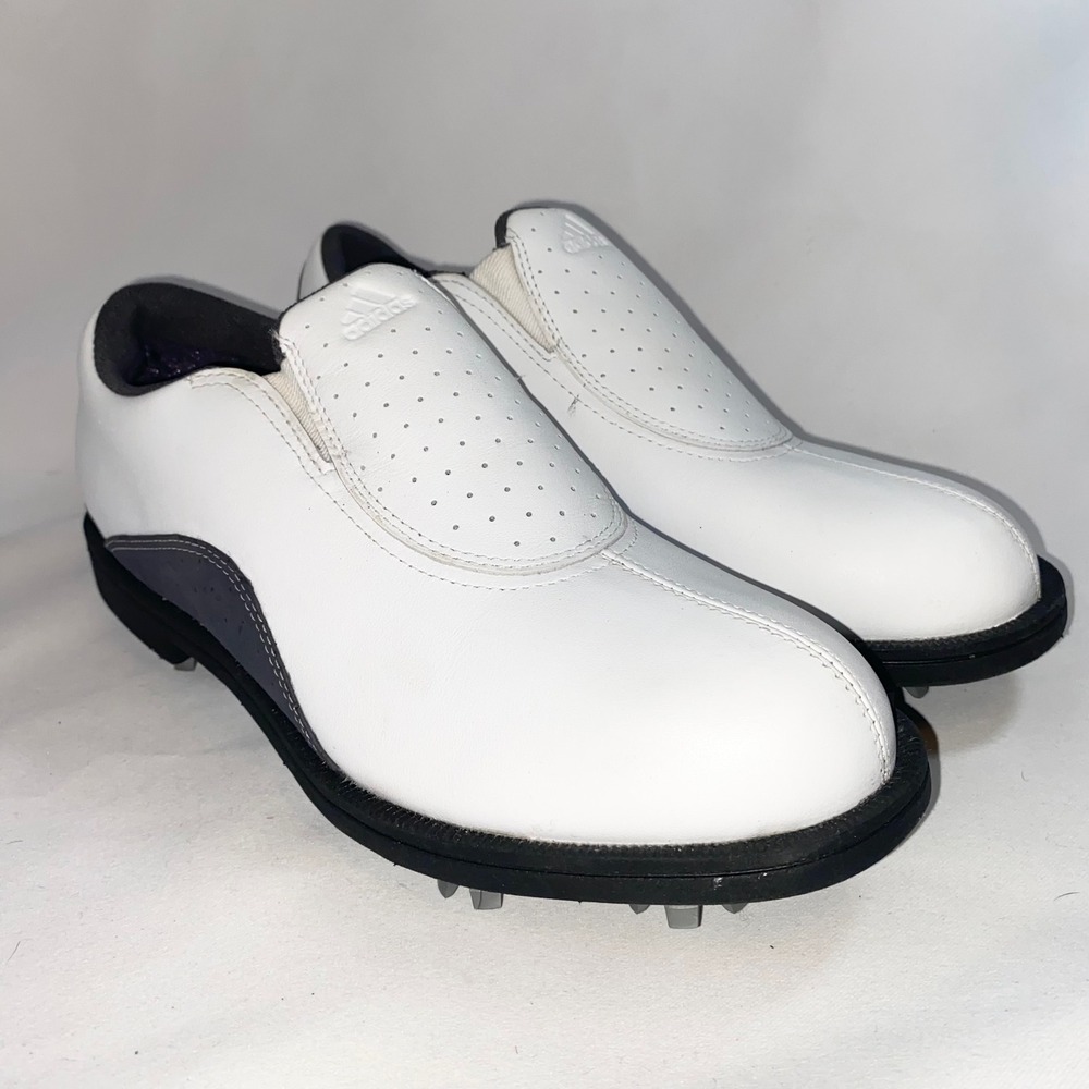 Adidas Slip On Golf Shoes White Grey Cleated Leather 679281 Womens Size‎ 6